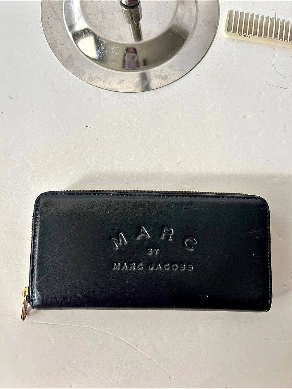Marc Jacobs Black Leather Zip-Around Wallet